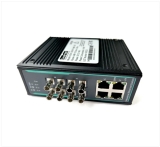 Industrial 8-Port Unmanaged Ethernet Switch / Daisy-Chain and Star Fiber Optic Converter (Multi-Mode / ST)