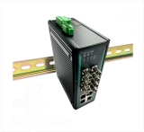 Industrial 8-Port Unmanaged Ethernet Switch / Daisy-Chain and Star Fiber Optic Converter (Single-Mode / ST)